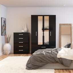 Lynx - 5 Drawer Chest - Black - Wooden - Happy Beds - thumbnail 6