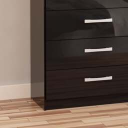 Lynx - 5 Drawer Chest - Black - Wooden - Happy Beds - thumbnail 4