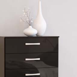Lynx - 5 Drawer Chest - Black - Wooden - Happy Beds - thumbnail 3