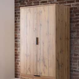 Bali - 1 Drawer Combination Wardrobe - Oak - Wooden - Happy Beds - thumbnail 2