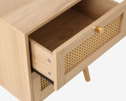 Croxley - 2 Drawer Bedside Table - Oak - Rattan - Wooden - Happy Beds - thumbnail 5