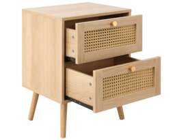 Croxley - 2 Drawer Bedside Table - Oak - Rattan - Wooden - Happy Beds - thumbnail 7