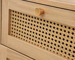 Croxley - 2 Drawer Bedside Table - Oak - Rattan - Wooden - Happy Beds - thumbnail 3