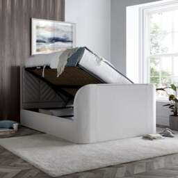 Sherlock - King Size - Ottoman Storage TV Bed - Natural - Fabric - 5ft - Happy Beds - thumbnail 7