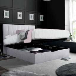 Lincoln Connect - King Size - Ottoman Storage Bed - Light Grey - Fabric - 5ft - Happy Beds - thumbnail 2
