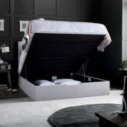 Lincoln Connect - King Size - Ottoman Storage Bed - Light Grey - Fabric - 5ft - Happy Beds - thumbnail 4