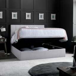 Lincoln Connect - King Size - Ottoman Storage Bed - Light Grey - Fabric - 5ft - Happy Beds - thumbnail 3