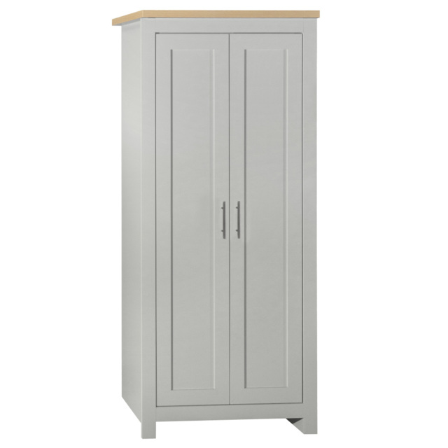 Highgate - 2 Door Wardrobe - Grey/Oak - Wooden - Happy Beds - image 1