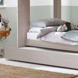 Mars - Single - Kids Bunk Bed - Storage and Underbed Trundle - Grey Oak - Wooden - 3ft - Happy Beds - thumbnail 5