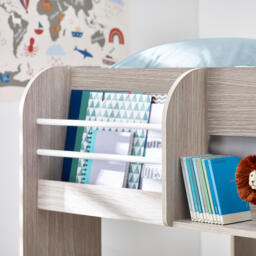 Mars - Single - Kids Bunk Bed - Storage and Underbed Trundle - Grey Oak - Wooden - 3ft - Happy Beds - thumbnail 3