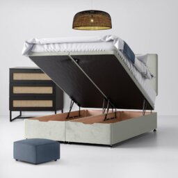 Super King Size - Divan Bed and Cornell Plain Headboard - Light Grey - Velvet - 6ft - Happy Beds - thumbnail 4
