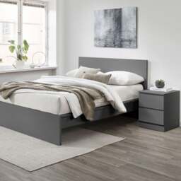 Oslo - 2 Drawer Bedside Table - Grey - Wooden - Happy Beds - thumbnail 4