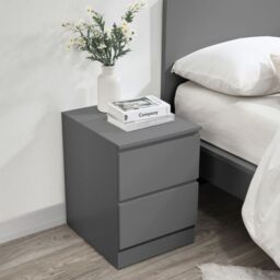 Oslo - 2 Drawer Bedside Table - Grey - Wooden - Happy Beds - thumbnail 2