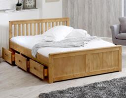 Mission - KIng - Storage Bed - Waxed Pine - Wood - 5ft - Happy Beds - thumbnail 5
