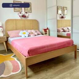 Margot - King Size - Rattan Bed - Oak - Wooden - Low Foot-End - 5ft - Happy Beds - thumbnail 4