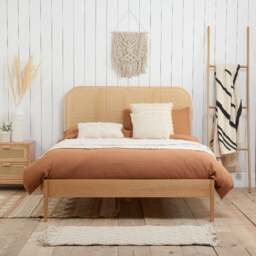 Margot - King Size - Rattan Bed - Oak - Wooden - Low Foot-End - 5ft - Happy Beds - thumbnail 3