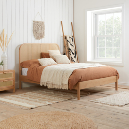 Margot - King Size - Rattan Bed - Oak - Wooden - Low Foot-End - 5ft - Happy Beds - thumbnail 1