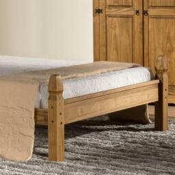 Corona - King Size Chunky Pine Wooden Bed Frame - Low Foot End Waxed - Black Stud Detail - 5ft - Happy Beds - thumbnail 4