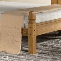Corona - King Size Chunky Pine Wooden Bed Frame - Low Foot End Waxed - Black Stud Detail - 5ft - Happy Beds - thumbnail 5