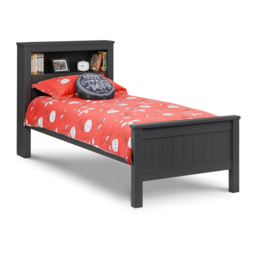 Maine - Single - Bookcase Storage Bed - Anthracite Dark Grey - Wooden - 3ft - Happy Beds - thumbnail 5