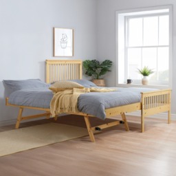 Buxton - Single - High Foot-End Bed with Underbed Trundle - Natural Pine - Wood - 3ft - thumbnail 1