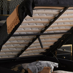 Walton - Double – Ottoman Storage Bed Frame – Black/Gold - Velvet - 4ft6 – Happy Beds - thumbnail 6
