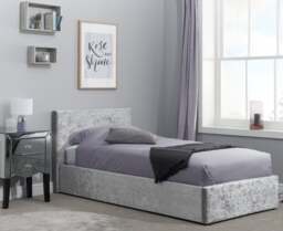 Berlin - King Size - Ottoman Storage Bed - Light Grey - Crushed Velvet - King - Happy Beds - thumbnail 3