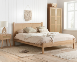Croxley - 1 Drawer Bedside Table - Oak - Rattan - Wooden - Happy Beds - thumbnail 8