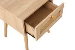 Croxley - 1 Drawer Bedside Table - Oak - Rattan - Wooden - Happy Beds - thumbnail 6