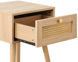 Croxley - 1 Drawer Bedside Table - Oak - Rattan - Wooden - Happy Beds - thumbnail 5