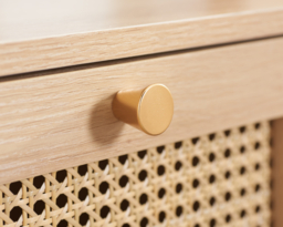 Croxley - 1 Drawer Bedside Table - Oak - Rattan - Wooden - Happy Beds - thumbnail 3