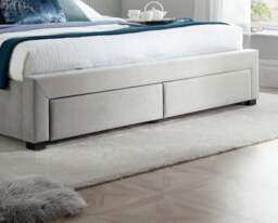 Newton - Double - 4-Drawer Storage Bed - Grey - Velvet - 4ft6 - Happy Beds - thumbnail 5