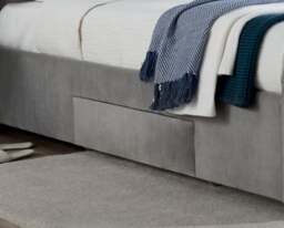Newton - Double - 4-Drawer Storage Bed - Grey - Velvet - 4ft6 - Happy Beds - thumbnail 6
