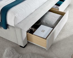 Newton - Double - 4-Drawer Storage Bed - Grey - Velvet - 4ft6 - Happy Beds - thumbnail 7