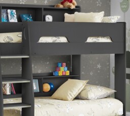 Orion - Single - Kids Bunk Bed - Storage - Dark Grey - Wooden - 3ft - Happy Beds - thumbnail 2