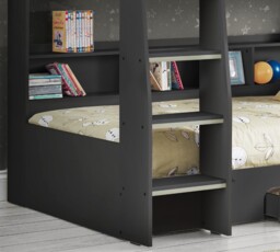 Orion - Single - Kids Bunk Bed - Storage - Dark Grey - Wooden - 3ft - Happy Beds - thumbnail 6