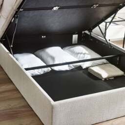 Paige - Double - Ottoman Storage Hotel Bed - Stone Grey - Fabric - 4ft6 - Happy Beds - thumbnail 6