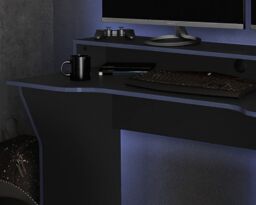 Enzo - Gaming Desk - Black/Blue - Wooden - Happy Beds - thumbnail 4