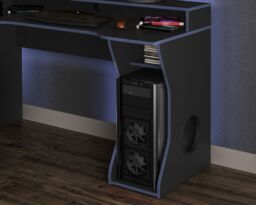 Enzo - Gaming Desk - Black/Blue - Wooden - Happy Beds - thumbnail 3