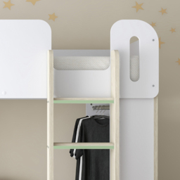 Eleanor - Single – High Sleeper with Desk, Wardrobe and Storage – White/Pale Wood - Particleboard - 3ft  - thumbnail 6