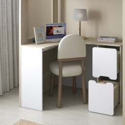 Eleanor - Single – High Sleeper with Desk, Wardrobe and Storage – White/Pale Wood - Particleboard - 3ft  - thumbnail 5