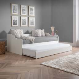 Elba - Single - Day Bed - Guest Bed Trundle - White - Wooden - 3ft - Happy Beds