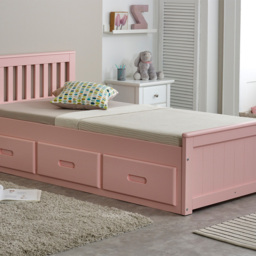 Mission - Single - Storage Bed - Pink - Wood - 3ft - Happy Beds - thumbnail 4