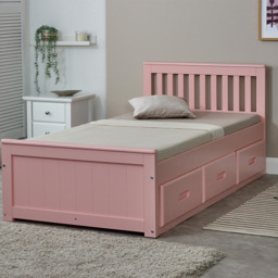 Mission - Single - Storage Bed - Pink - Wood - 3ft - Happy Beds - thumbnail 6