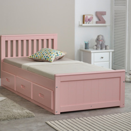 Mission - Single - Storage Bed - Pink - Wood - 3ft - Happy Beds - thumbnail 2