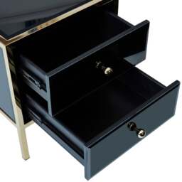 Fenwick - 2 Drawer Bedside Table - Black/Gold - Glass/Metal - Happy Beds - thumbnail 5