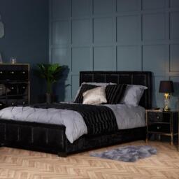 Fenwick - 2 Drawer Bedside Table - Black/Gold - Glass/Metal - Happy Beds - thumbnail 6