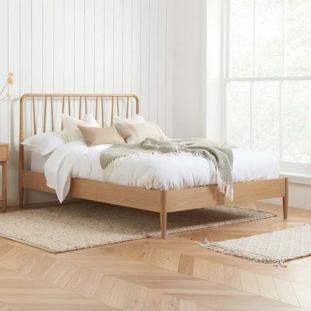 Jesper - King Size - Spindle Bed - Oak - Wooden - 5ft - Happy Beds - image 1
