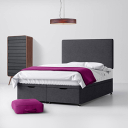 Super King Size - Divan Bed and Cornell Plain Headboard - Dark Grey - Charcoal - Fabric - 6ft - Happy Beds - thumbnail 4