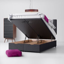 Super King Size - Divan Bed and Cornell Plain Headboard - Dark Grey - Charcoal - Fabric - 6ft - Happy Beds - thumbnail 5